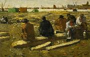 George Hendrik Breitner Lunch Break at the Building Site in the Van Diemenstraat in Amsterdam Spain oil painting artist